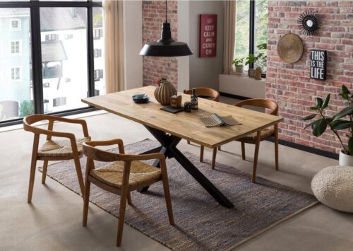 SIT Esstisch »Tisch 240x100 cm Platte Pinie, Gestell Metall«, Platte Pinie, Gestell Metall