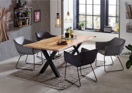 SIT Esstisch »Tisch 200x100 cm, Akazie natur Platte Akazie,«, Platte Akazie, Gestell Metall