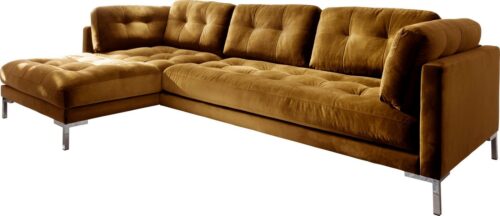 Trendfabrik Ecksofa »Landau«, mit Metallfuß, wahlweise Recamiere rechts oder links bestellbar, frei im Raum stellbar