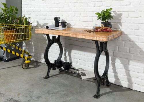 Massivmoebel24 Konsolentisch »INDUSTRIAL« (Konsolentisch mit außergewöhnlichem Eisengestell, im Vintage Look, lackiert 120x40x76 Altholz), Unikat,60% wiederverwertetes Altholz,used-optik,Einzelstück,Echtholz