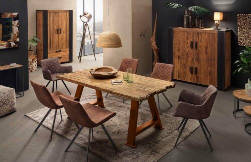 SIT Esstisch »Tisch 240x100 cm Platte Teak, Gestell Metall«, Platte Teak, Gestell Metall