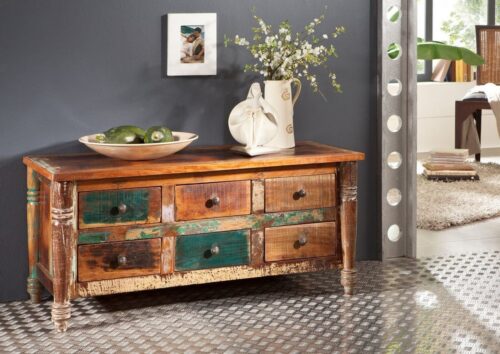 Massivmoebel24 Sideboard »FABLE« (120x50x55 Altholz montiert, Sideboard aus recycelten Altholz im Vintage-Stil), Unikat, ca. 60% wiederverwertetes Altholz, Einzelstück