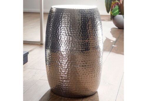 Wohnling Beistelltisch »Beistelltisch 30x49,5x30cm Aluminium Silber Dekotisch orientalisch rund Kleiner Hammerschlag Abstelltisch Designer Ablagetisch Metall modern Anstelltisch schmal«