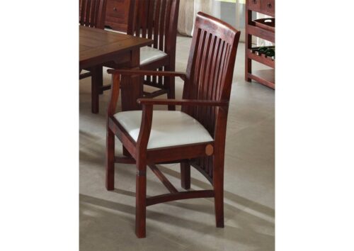 Massivmoebel24 Sessel »OXFORD« (Polstersessel, Fernsehsessel, Relaxsessel, 50x45x108 Akazie montiert nougat, Stuhl mit Armlehne und weißer Polsterung im Landhausstil, Echtholz), hochwertiges Edelholz, authentische Holzadern, aufwendige Schnitzereien und Verzierungen