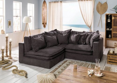 Massivmoebel24 Ecksofa »SYLT«, inkl. Kissen, Modulsofa, variabel stellbar, Bezug abnehmbar und waschbar, nachhaltig, weiche Polsterung