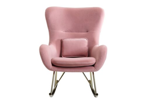 Wohnling Schaukelstuhl »WL6.202«, Schaukelsessel Rosa Samt / Metall 74x101x89 cm mit goldenen Beinen Polster Schwingstuhl Modern Stillsessel Relaxstuhl 120 kg