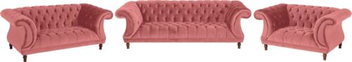 Max Winzer® Chesterfield-Sofa »Isabelle«, mit edler Knopfheftung & gedrechselten Füßen in Buche Nussbaum, Breite 260 cm