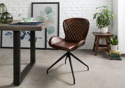 Massivmoebel24 Polsterstuhl »IRON LABEL«, Echtes Büffel-Leder, Eisengestell