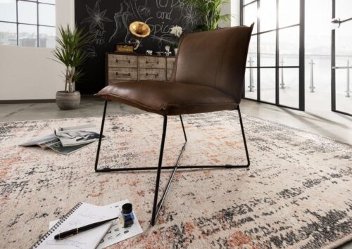 Massivmoebel24 Polsterstuhl »IRON LABEL« (54x68x82 montiert), hochwertiges Büffel-Leder