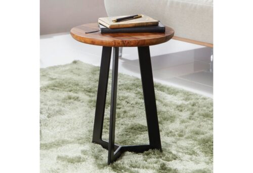 Wohnling Beistelltisch »Beistelltisch 35 x 45 x 35 cm WL5.664 Sheesham Holz Metall Couchtisch Industrial Style Echtholz Hocker Wohnzimmer Holztisch Sofatisch Metallbeine Anstelltisch Dekotisch Rosenholz«