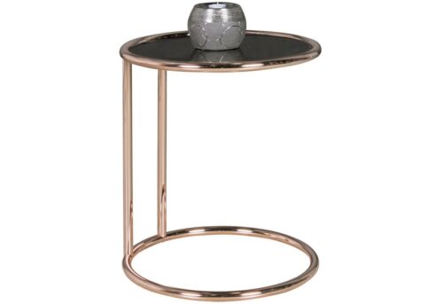 Wohnling Beistelltisch »WL5.241«, Design Metall Glas ø 45 cm Schwarz / Kupfer Wohnzimmertisch verspiegelt Couchtisch modern Glastisch Sofatisch rund