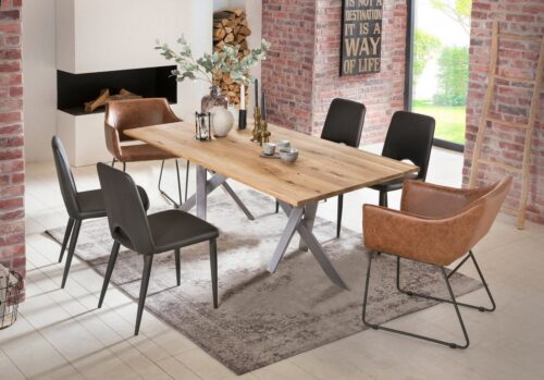 SIT Esstisch »Tisch 200x100 cm Platte Wildeiche geölt, Gestell«, Platte Wildeiche geölt, Gestell Metall