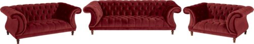 Max Winzer® Chesterfield-Sofa »Isabelle«, mit edler Knopfheftung & gedrechselten Füßen in Buche Nussbaum, Breite 260 cm