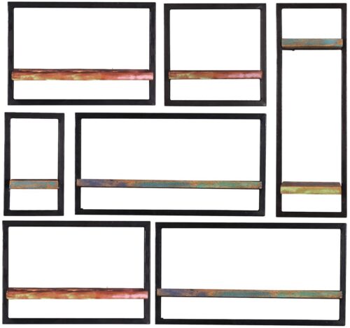 SIT Regal »Wandregal-Set, 7-teilig Altholz mit starken Gebrau«, Altholz mit starken Gebrauchsspuren, lackiert, Rahmen aus Metall