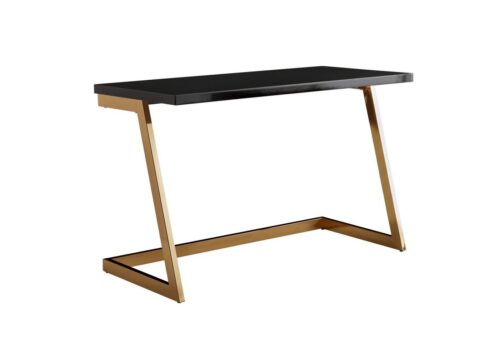 Wohnling Schreibtisch »WL6.573«, 120x55x76 cm Hochglanz Schwarz / Gold PC-Tisch mit Metallbeine Design Computertisch Home-Office Bürotisch Konsolentisch Modern
