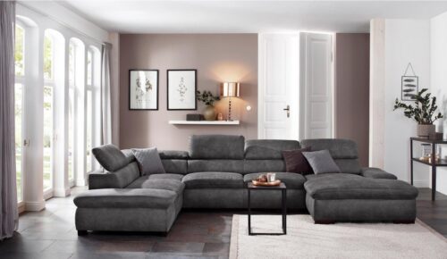 Home affaire Wohnlandschaft Alberto U-Form, mit Kopfteilverstellung, wahlweise mit Bettfunktion