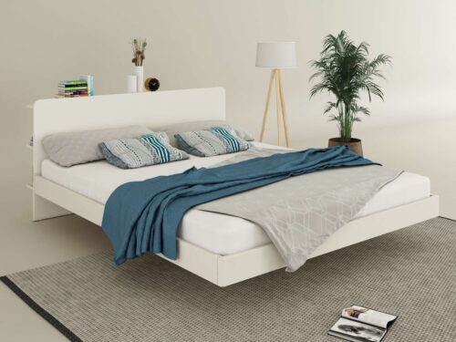 Home affaire Massivholzbett Amaliah Schwebebett, versteckte Regale hinter dem Kopfteil, schwebender Effekt, mit Lattenrost, modernes Design, stabile Qualität