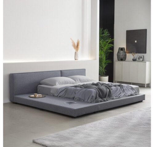 HOME DELUXE Polsterbett Bett mit Ablage GALAXIS (wahlweise inkl. Matratze), bodentiefes Designbett