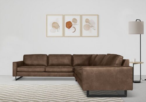 Home affaire Ecksofa Pinto, XXL, 250/290 cm, langer Schenkel, Ottomane, Cord, Chenille, Lederoptik, mit Keder, Metallfüße, Wellenunterfederung