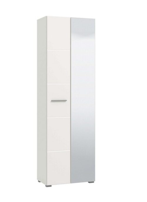 Home affaire Garderobenschrank Beny Kleiderschrank, Stauraumschrank, Flurschrank, Höhe 193 cm Hochglanzfronten, Spiegeltür, Breite 60 cm, ausziehbare Kleiderstange