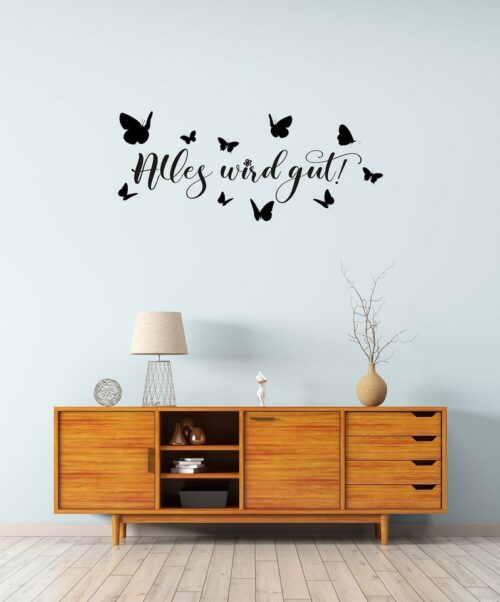 Home affaire Wandtattoo Alles wird gut - Schmetterlinge (1 St), Wandaufkleber, selbstklebend, rückstandslos abziehbar