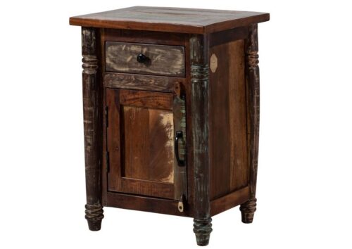 Massivmoebel24 Nachttisch FABLE (Massivholz, Massivholztisch), Nachttisch Altholz 50x42x70 mehrfarbig lackiert FABLE #03