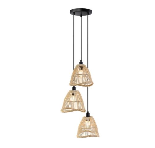 HOME DELUXE Hängeleuchte aus Rattan - FELIA, 33,5 x 33,5 x 225 cm, Pendelleuchte Rattan, Esszimmerlampe