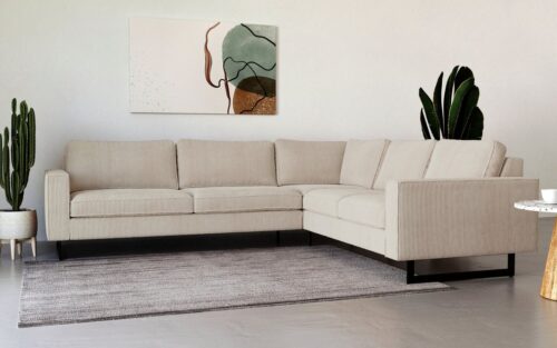Home affaire Ecksofa Pinto, XXL, 250/290 cm, langer Schenkel, Ottomane, Cord, Chenille, Lederoptik, mit Keder, Metallfüße, Wellenunterfederung