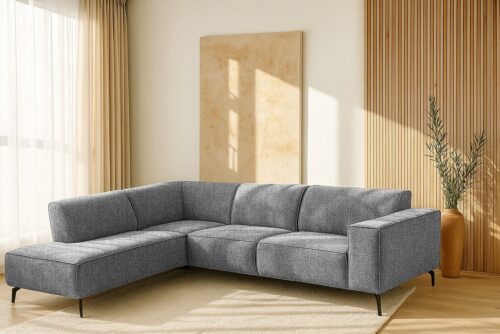 Home affaire Ecksofa LORCAN mit Metallfüßen, Breite 275 cm, weiches Sitzgefühl, Metallfüße, Lederoptik, Struktur, Bouclé