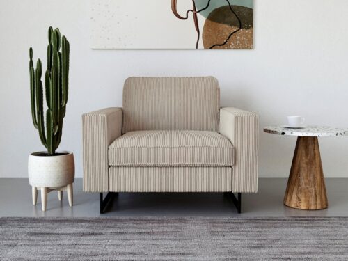 Home affaire Loveseat Pinto 105 cm, Cord, Chenille, Lederoptik, mit Keder, Metallfüßen und auch in Cord Bezug erhältlich