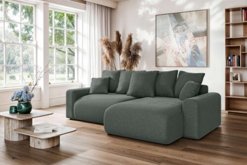 Home affaire Ecksofa LAKESIDE klein mit Bettfunktion und Bettkasten, B/T/H 235/142/84 cm, L-Form, Recamiere beidseitig montierbar, mit Wellenunterfederung