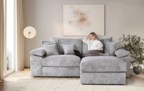 Home affaire Ecksofa Soft&Cosy XL L-Form, B: 246 cm - OTTO. Verlässliche Qualität., Mega-Sofa, Cord oder Chenille-Struktur, mit Federkern & 4 Zierkissen
