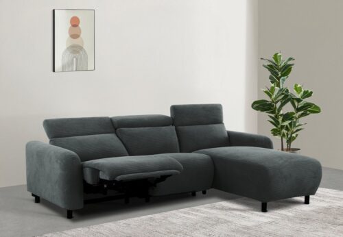Home affaire Ecksofa SKAANE Struktur, L-Form, 274 cm, manuelle u. elektrische Funktion, Kopfteilverstellung, Relax-und Liegefunktion, Federkernpolsterung