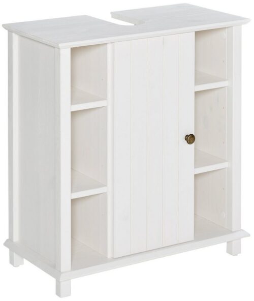 Home affaire Waschbeckenunterschrank Vili Badezimmerschrank im Landhaus-Look, mit 6 Fächern, aus Massivholz