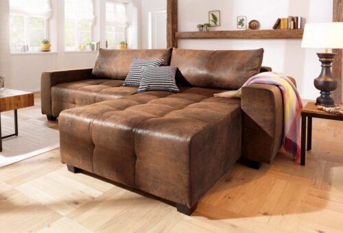 Home affaire Ecksofa Bella L-Form, B: 254 cm - OTTO. Verlässliche Qualität., mit 2 Zierkissen, optional Bettfunktion & Bettkasten, Federkern