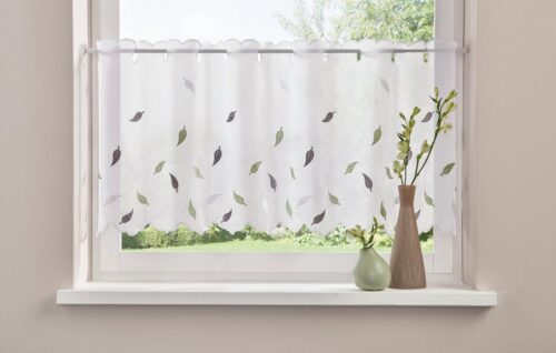 Home affaire Scheibengardine Blätter (1 St), Durchzuglöcher, transparent, Voile, mit Stickerei, Voile, Blätter
