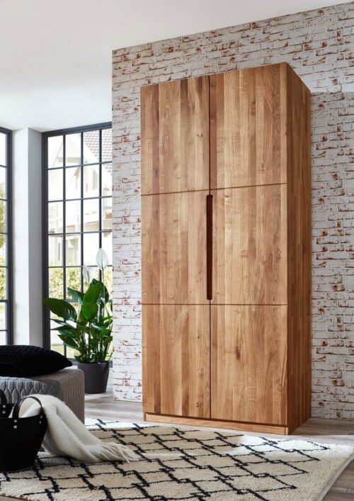 Home affaire Kleiderschrank Azelie, aus Wildeiche Massivholz-Kleiderschrank, im 50 cm Raster planbar