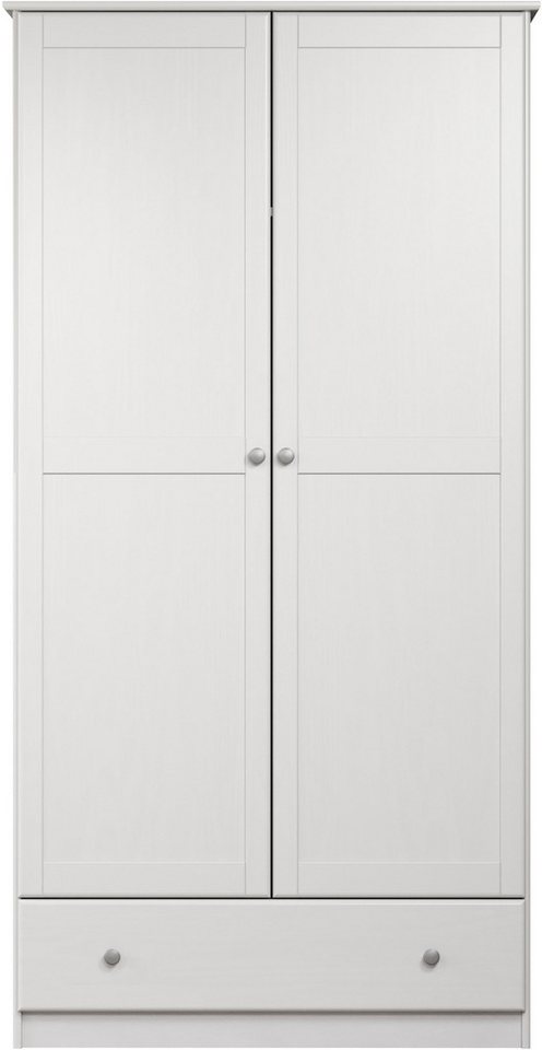 Home affaire Kleiderschrank Delsbo Garderobenschrank Wäscheschrank Schlafzimmer Massivholz (1-St., Bestseller Schrank in Landhaus Design) Drehtürenschrank aus Kiefernholz - mit Schublade und Kleiderstange