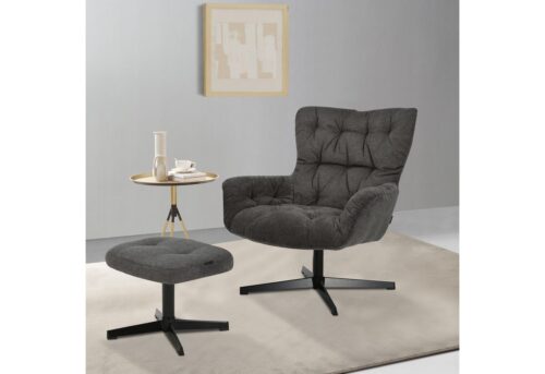 Home affaire Drehsessel VERGAS Ohrensessel mit Hocker im Set, Relaxsessel mit 360-Grad-Drehfunktion u. Hocker, Web-Stoff