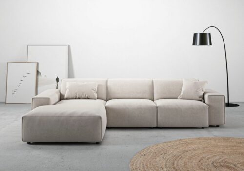 Home affaire Ecksofa Glimminge auch in Breitcord, Feincord, Bouclé + Easy care-Bezug, L-Form, Breite 294, Zierkissen