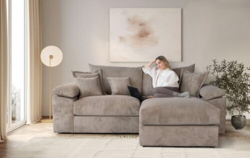 Home affaire Ecksofa Soft&Cosy XL L-Form, B: 246 cm - OTTO. Verlässliche Qualität., Mega-Sofa, Cord oder Chenille-Struktur, mit Federkern & 4 Zierkissen