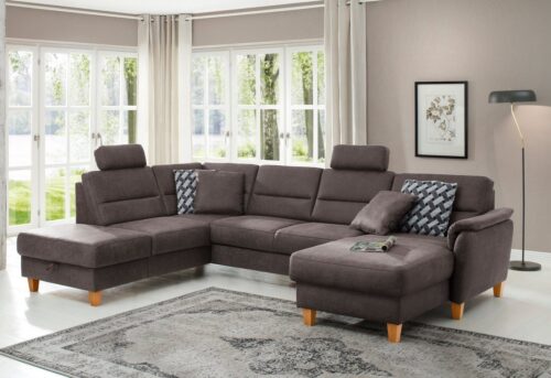 Home affaire Wohnlandschaft Palmera U-Form, B: 308 cm, optional Bettfunktion & Bettkasten, Federkern