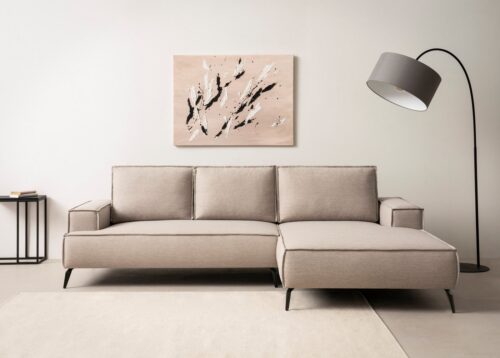 Home affaire Ecksofa TVINNU, L-Form, 275cm, in Cord und Leinenoptik, wahlweise Recamiere rechts/links, schwarze Füße, bequemer Sitzkomfort