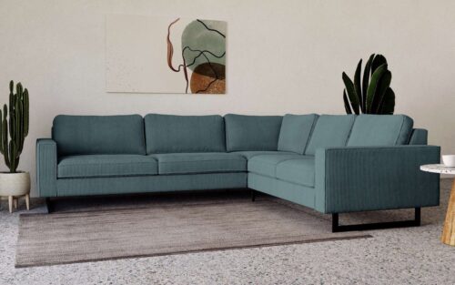 Home affaire Ecksofa Pinto, XXL, 250/290 cm, langer Schenkel, Ottomane, Cord, Chenille, Lederoptik, mit Keder, Metallfüße, Wellenunterfederung