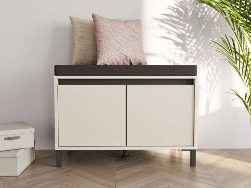 Home affaire Schuhbank Arran, Schuhschrank, Schuhregal, Schuhtruhe, Schuhkommode, Sitzbank, mit abnehmbarem Sitzkissen, zwei Türen (dahinter zwei Fächer)