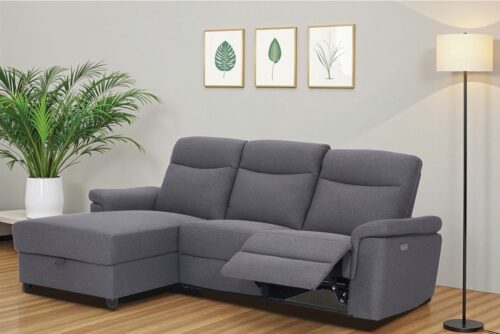 Home affaire Ecksofa BRIONNE, L-Form, 255cm, manuelle u. elektrische Funktion (USB A/C), Liegefunktion, Stauraum, Federkernpolsterung, Webstoff