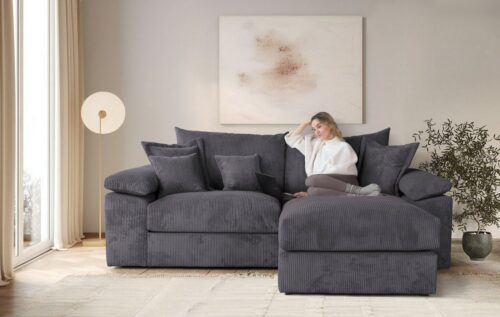 Home affaire Ecksofa Soft&Cosy XL L-Form, B: 246 cm - OTTO. Verlässliche Qualität., Mega-Sofa, Cord oder Chenille-Struktur, mit Federkern & 4 Zierkissen