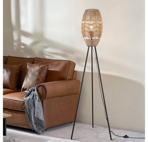 HOME DELUXE Stehlampe KIKO, Lampenschirm aus geflochtener Jute, Stehleuchte