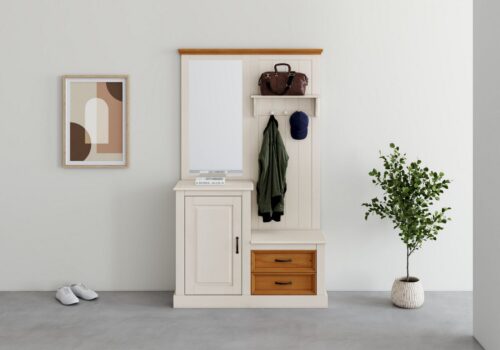 Home affaire Kompaktgarderobe Selma Garderobe inkl. Kommode, 2 Schubkästen, Spiegel Kompaktgarderobe, mit Spiegel, Haken und Hutablage, Breite 110 cm