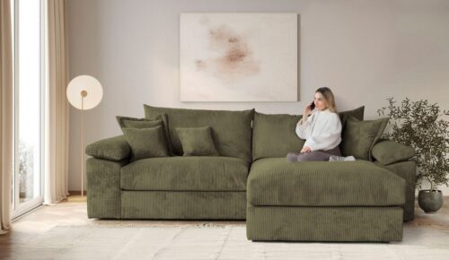 Home affaire Ecksofa Soft&Cosy XXL L-Form, B: 303 cm - OTTO. Verlässliche Qualität., Mega-Sofa, Cord oder Chenille-Struktur, mit Federkern & 4 Zierkissen